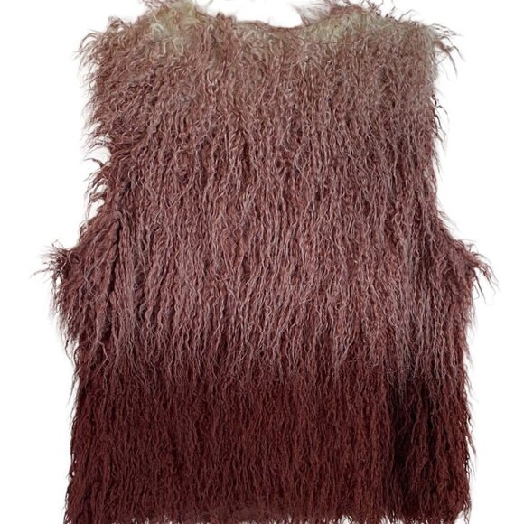 Ci Sono by Cavalini Burgundy Ombre Faux-Fur Vest Ladies Lg - Picture 2 of 14
